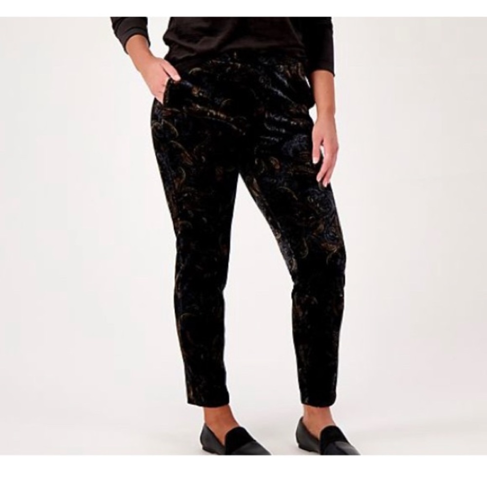 Susan Graver Printed Velvet Slim Leg Pant